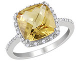Citrine and Diamond 4.10 Carat (ctw) Halo Ring in Sterling Silver